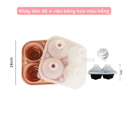Khay làm đá viên 100% silicone dày 6-8 vuông có nắp đậy kín để tủ lạnh lấy đá tiện lợi không mùi an toàn sức khỏe – THEA