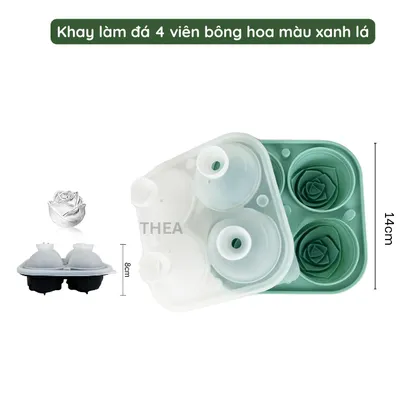 Khay làm đá viên 100% silicone dày 6-8 vuông có nắp đậy kín để tủ lạnh lấy đá tiện lợi không mùi an toàn sức khỏe – THEA