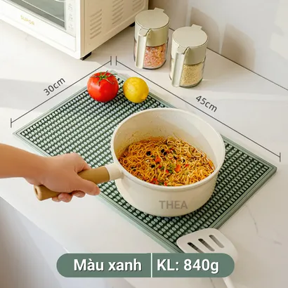 Tấm lót nồi cách nhiệt, thảm lót PVC chống nóng, úp ly, cốc, chén bát dĩa ráo nước để bàn bếp, bàn cà phê, quầy bar-THEA
