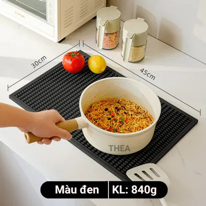 Tấm lót nồi cách nhiệt, thảm lót PVC chống nóng, úp ly, cốc, chén bát dĩa ráo nước để bàn bếp, bàn cà phê, quầy bar-THEA