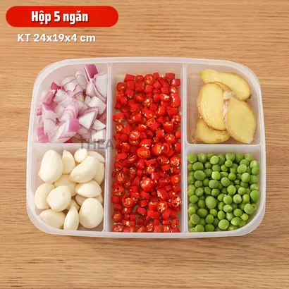 Hộp đựng thực phẩm, hộp nhựa bảo quản có nắp chia 4 ngăn đựng đồ ăn trữ đông tủ lạnh - THEA