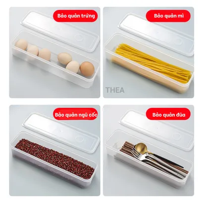 Hộp đựng thực phẩm, hộp nhựa bảo quản có nắp chia 4 ngăn đựng đồ ăn trữ đông tủ lạnh - THEA