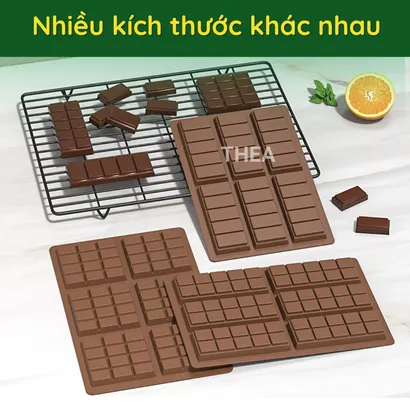 Khuôn làm socola bằng 100% silicone mềm dẻo không mùi an toàn bền bỉ, khuôn làm chocolate, đổ sô cô la - THEA