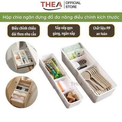 Hộp đựng đồ chia ngăn đa năng, Khay chia ngăn kéo tủ bếp, Hộp chia ngăn hộc tủ đựng tất vớ, đồ lót, mỹ phẩm - THEA