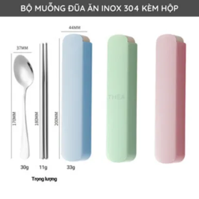 Bộ muỗng đũa nĩa cá nhân, hộp đũa thìa văn phòng inox 304 cao cấp an toàn bền bỉ phong cách hàn quốc - THEA