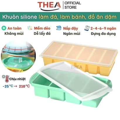 Khay làm đá viên silicone, khay silicon đựng đồ ăn dặm, trữ đông thực phẩm chia ngăn, Khuôn silicon làm rau câu, làm bánh - THEA