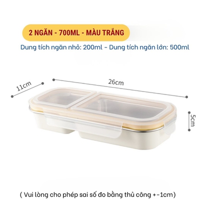 Hộp inox 304 có nắp đậy, Hộp inox đựng thực phẩm chia 2 - 3 ngăn, Hộp đựng thức ăn, gia vị mang theo tiện lợi - THEA