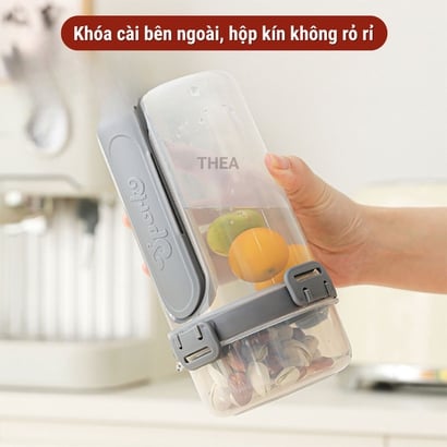 Hũ đựng yến mạch qua đêm, cốc nhựa trong có nắp ngâm yến mạch, Hộp đựng salad, hạt, ngũ cốc ăn sáng kèm muỗng nĩa 2 tầng - THEA