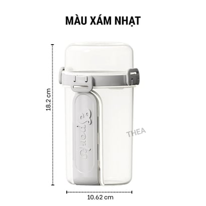 Hũ đựng yến mạch qua đêm, cốc nhựa trong có nắp ngâm yến mạch, Hộp đựng salad, hạt, ngũ cốc ăn sáng kèm muỗng nĩa 2 tầng - THEA