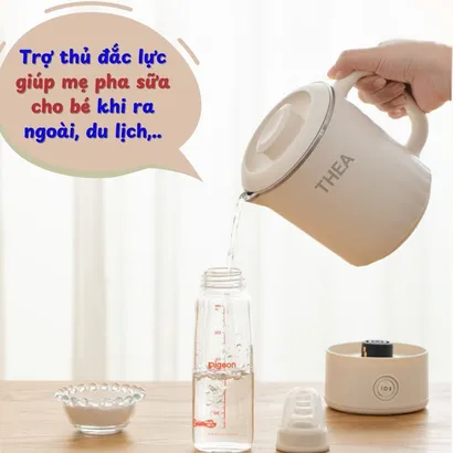 Ấm đun nước siêu tốc, pha trà, bình nấu nước đun sôi giữ nhiệt cầm tay, ca nấu mì mini, cốc chưng yến inox - THEA