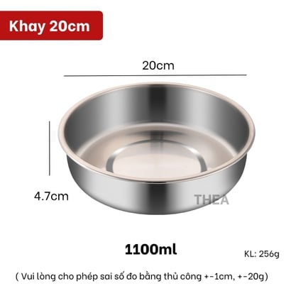 Khay inox 304 đựng đồ ăn, khay hấp inox 304 có nắp đậy đựng thực phẩm, Khay tròn inox đựng thức ăn, làm bánh đa năng - THEA