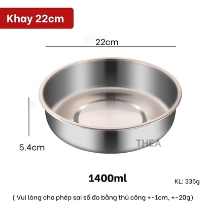 Khay inox 304 đựng đồ ăn, khay hấp inox 304 có nắp đậy đựng thực phẩm, Khay tròn inox đựng thức ăn, làm bánh đa năng - THEA