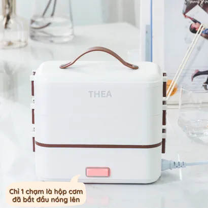 Hộp đựng cơm cắm điện văn phòng 2,3 tầng khay inox 304 chia ngăn cao cấp nấu nhanh hầm hấp hâm nóng đa năng có quà -THEA