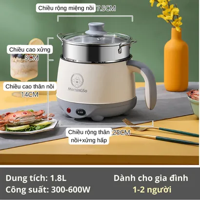 Nồi lẩu điện đa năng mini chống dính hấp, chiên, xào, lẩu, luộc, nấu cơm - THEA KITCHEN