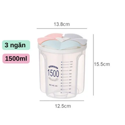 Hộp nhựa đựng hạt ngũ cốc thông minh chia 6 ngăn xoay 360 độ nắp đậy chống ẩm mối mọt lấy hạt tự động sang trọng - THEA