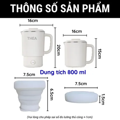 Ấm đun nước siêu tốc, pha trà, bình nấu nước đun sôi giữ nhiệt cầm tay, ca nấu mì mini, cốc chưng yến inox - THEA