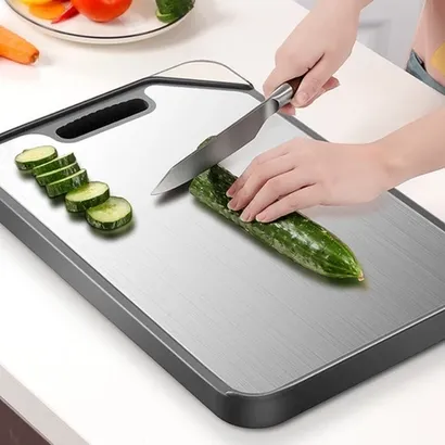 Thớt 2 mặt inox 304, gỗ mun dày kháng khuẩn cao cấp [Loại 1 chứng nhận TUV Đức] siêu bền chống nấm mốc đến 99% -THEA