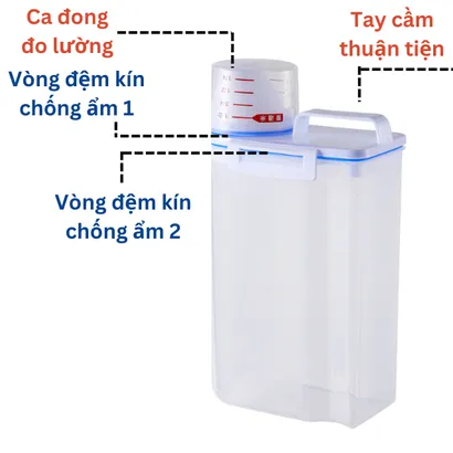 Hộp nhựa đựng hạt ngũ cốc, bảo quản thực phẩm khô 2kg - THEA KITCHEN