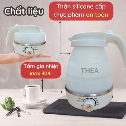 Ấm đun nước, bình đun nước gấp gọn, ấm siêu tốc gấp gọn mini cầm tay đi du lịch, dã ngoại - THEA