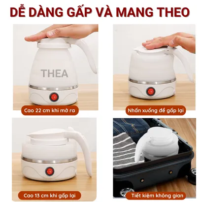 Ấm đun nước, bình đun nước gấp gọn, ấm siêu tốc gấp gọn mini cầm tay đi du lịch, dã ngoại - THEA