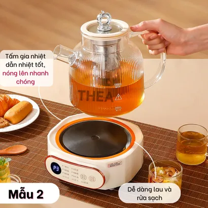 Bếp gốm điện mini cao cấp nấu đa năng pha trà, đun nước, chưng yến, giữ nhiệt, hẹn giờ, an toàn  - THEA