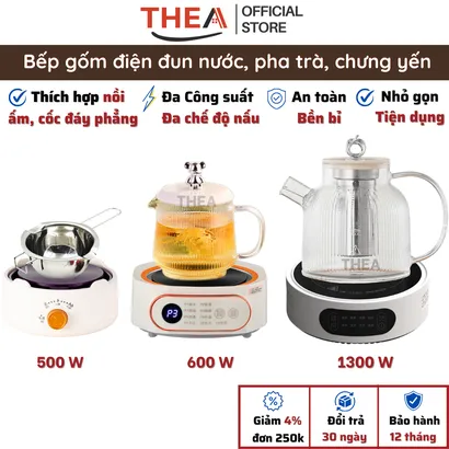 Bếp gốm điện mini cao cấp nấu đa năng pha trà, đun nước, chưng yến, giữ nhiệt, hẹn giờ, an toàn  - THEA