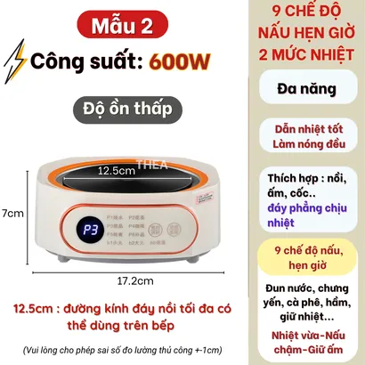 Bếp gốm điện mini cao cấp nấu đa năng pha trà, đun nước, chưng yến, giữ nhiệt, hẹn giờ, an toàn  - THEA