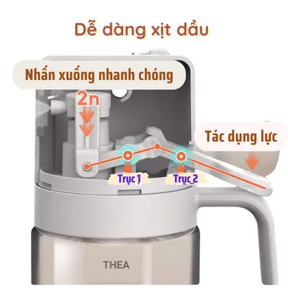 Chai thủy tinh đựng dầu ăn, bình đựng dầu ăn, lọ đựng gia vị thủy tinh 2in1, xịt, rót dầu thông minh 550ml - THEA