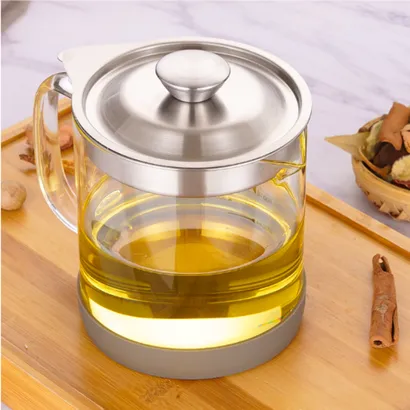 Bình đựng dầu ăn thủy tinh có lưới lọc cặn inox 304 chia vạch 1000-1500ml - THEA KITCHEN