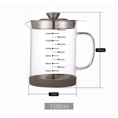 Bình đựng dầu ăn thủy tinh có lưới lọc cặn inox 304 chia vạch 1000-1500ml - THEA KITCHEN