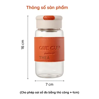 Bình đựng nước thủy tinh, cốc thủy tinh đẹp, chịu nhiệt đựng trà, nước ép trái cây, có lõi lọc inox 304 - THEA