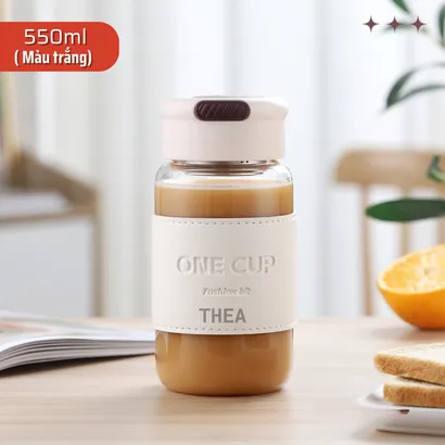 Bình đựng nước thủy tinh, cốc thủy tinh đẹp, chịu nhiệt đựng trà, nước ép trái cây, có lõi lọc inox 304 - THEA