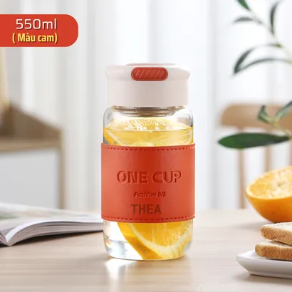 Bình đựng nước thủy tinh, cốc thủy tinh đẹp, chịu nhiệt đựng trà, nước ép trái cây, có lõi lọc inox 304 - THEA