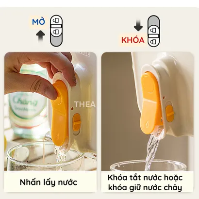 Bình đựng nước nhựa có vòi để tủ lạnh cao cấp chịu nhiệt, chai đựng nước ép,  trái cây, trà sữa có quai xách 3.5L - THEA