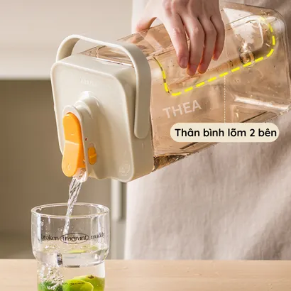 Bình đựng nước nhựa có vòi để tủ lạnh cao cấp chịu nhiệt, chai đựng nước ép,  trái cây, trà sữa có quai xách 3.5L - THEA