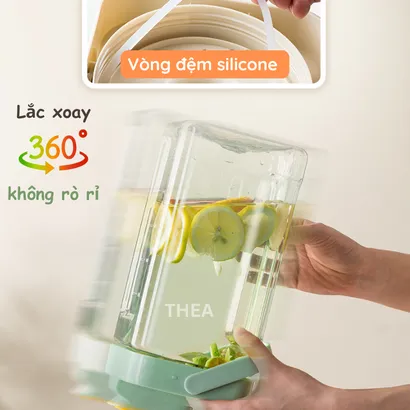 Bình đựng nước nhựa có vòi để tủ lạnh cao cấp chịu nhiệt, chai đựng nước ép,  trái cây, trà sữa có quai xách 3.5L - THEA