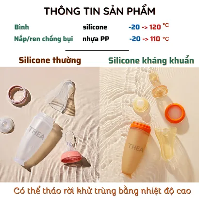 Bình thìa ăn dặm cho bé bằng silicone cao cấp kháng khuẩn với 3 kiểu lỗ rót phù hợp cho bé ở nhiều giai đoạn ăn dặm-THEA với 3 kiểu lỗ rót phù hợp cho bé ở nhiều giai đoạn ăn dặm-THEA