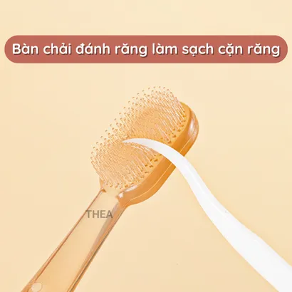Bộ bàn chải đánh răng silicone cho bé, rơ lưỡi, vệ sinh lưỡi cho bé 0-18 tháng tuổi an toàn 3 in 1 - THEA