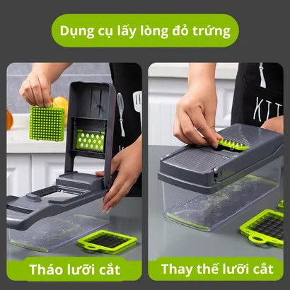 Bộ dụng cụ nạo bào sợi cắt lát rau củ quả đa năng kháng khuẩn kèm rổ 8 in 1 bảo vệ tay nhỏ gọn tiện ích –THEA kitchen