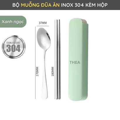 Bộ muỗng đũa nĩa cá nhân, hộp đũa thìa văn phòng inox 304 cao cấp an toàn bền bỉ phong cách hàn quốc - THEA