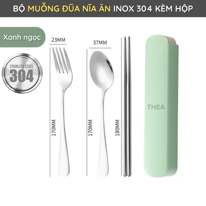Bộ muỗng đũa nĩa cá nhân, hộp đũa thìa văn phòng inox 304 cao cấp an toàn bền bỉ phong cách hàn quốc - THEA