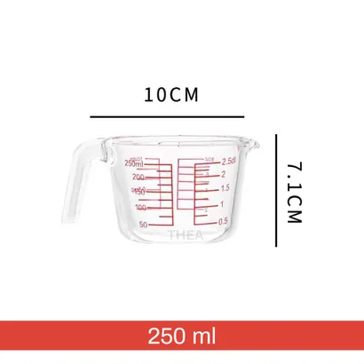 Ca đong ml chia vạch thủy tinh, cốc đong định lượng, ly thủy tinh chia vạch đo lường chịu nhiệt đa dung tích 250ml, 350ml, 500ml, 1000ml - THEA