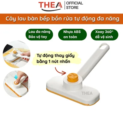 Cây lau kẹp khăn giấy lau bàn bếp, lau kính mini đa năng, xoay 360 độ cầm tay tiện lợi - THEA