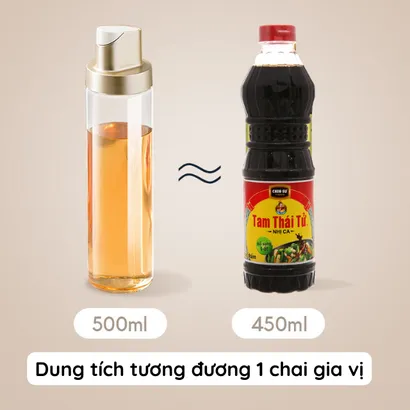 Chai bình thủy tinh đựng gia vị dầu ăn, nước mắm, nước tương,giấm thông minh cảm biến rót gia vị tự động 500ml -THEA Kitchen