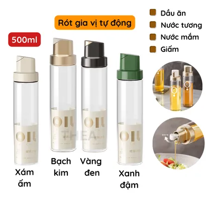 Chai bình thủy tinh đựng gia vị dầu ăn, nước mắm, nước tương,giấm thông minh cảm biến rót gia vị tự động 500ml -THEA Kitchen