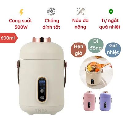 Cốc hầm điện đa năng mini, chưng yến, nấu cháo, đun nước, pha trà, hầm thịt, luộc trứng, nấu mì/lẩu 600ml - 500W - THEA kitchen