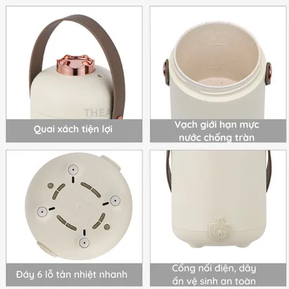 Cốc hầm điện đa năng mini, chưng yến, nấu cháo, đun nước, pha trà, hầm thịt, luộc trứng, nấu mì/lẩu 600ml - 500W - THEA kitchen