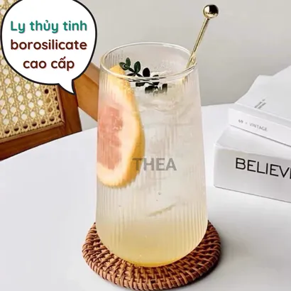 Cốc ly thủy tinh đẹp dễ thương chịu nhiệt cao uống trà, cafe, uống rượu, decor, pha chế cao cấp 500ml - THEA