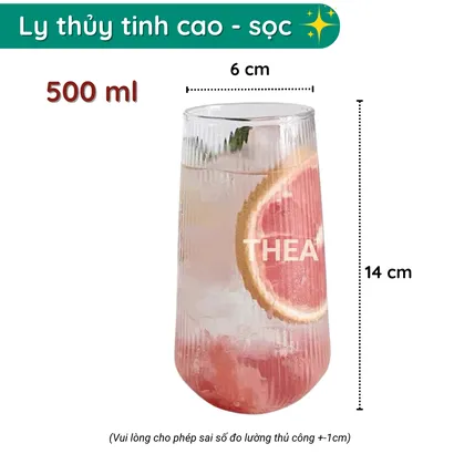 Cốc ly thủy tinh đẹp dễ thương chịu nhiệt cao uống trà, cafe, uống rượu, decor, pha chế cao cấp 500ml - THEA