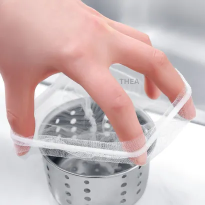 Combo 200 túi lưới lọc chặn rác đồ ăn thừa bồn rửa chén bát siêu dai đầu có chun co giãn chống tắc nghẽn đường ống - THEA